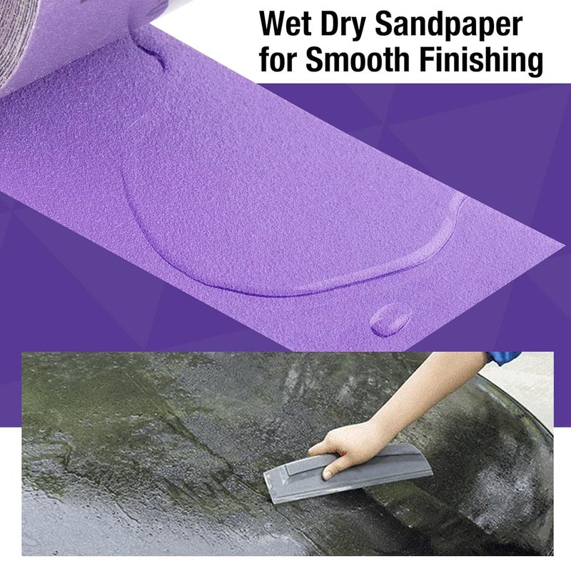 FASTPLUS 800 Grit PSA Purple Film Ceramic Sandpaper Roll, 2-3/4" Wide Continuous 20 Yard Longboard Sanding Roll Wet Dry Sanding Blocks Self Adhesive Sticky Back Sanding Sheets for Woodworking Automotive - Image 3